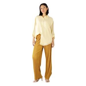 Calvin Klein Women's Plisse Pull On Pants in Gold Ice